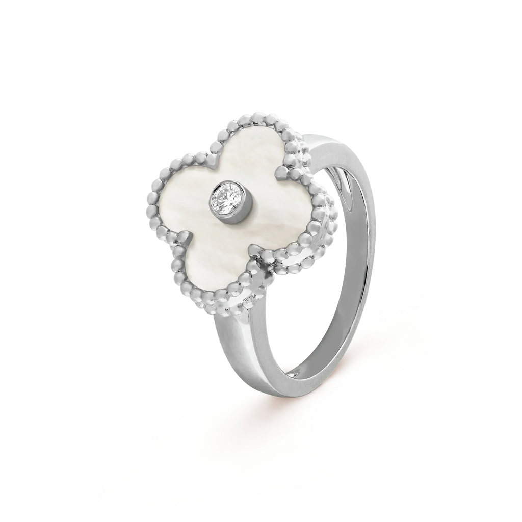 ¡®Jewelicorn¡¯CLOVER SILVER MOP DIAMOND RING