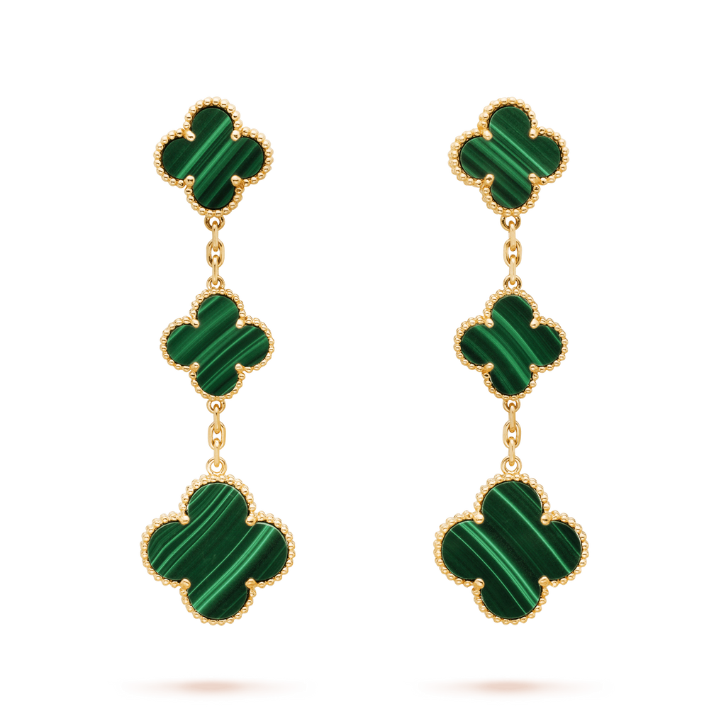 ¡®Jewelicorn¡¯CLOVER MALACHITE 3 MOTIFS GOLD