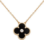 ¡®Jewelicorn¡¯CLOVER 15MM DIAMOND ONYX NECKLACE