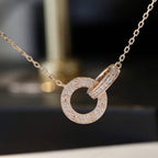 ¡®Jewelicorn¡¯LOVE 7.6MM NECKLACE ROSE GOLD AND SILVER  FULL DIAMOND
