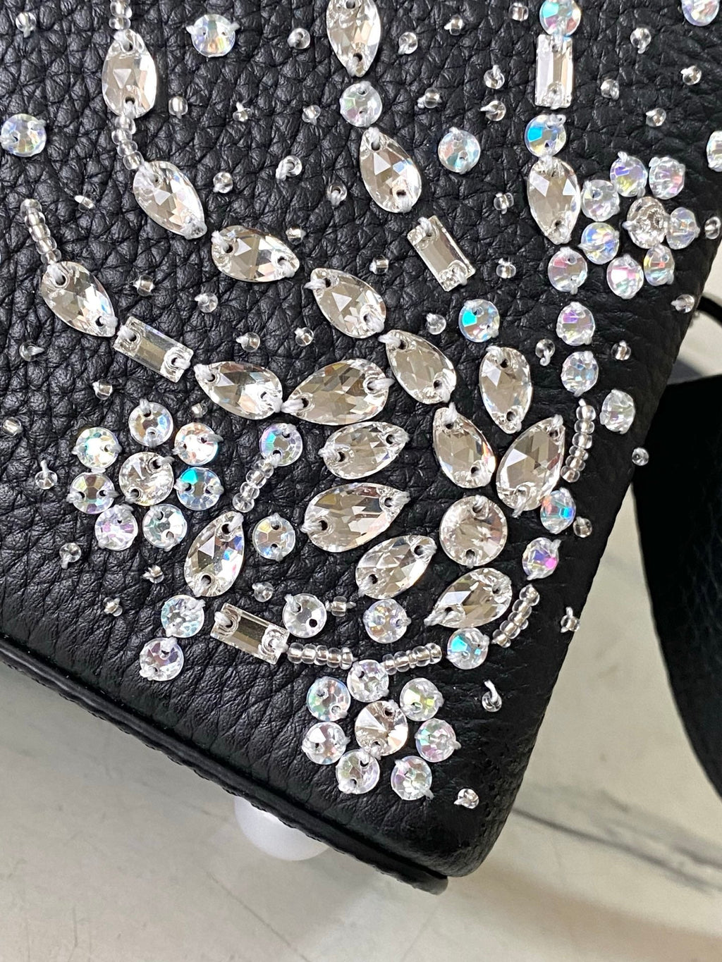 ONTHEGO 2025 NEW CLASSIC BLACK MINI HANDBAG WITH RHINESTONE EMBELLISHING