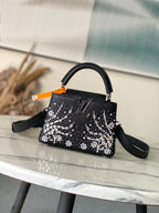 ONTHEGO 2025 NEW CLASSIC BLACK MINI HANDBAG WITH RHINESTONE EMBELLISHING