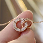 ¡®Jewelicorn¡¯LOVE 7.6MM NECKLACE ROSE GOLD AND SILVER  FULL DIAMOND
