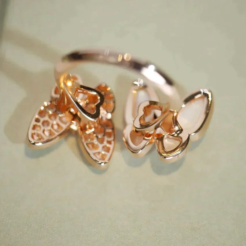 ¡®Jewelicorn¡¯TWIN BUTTERFLY DIAMOND MOP RING