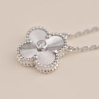 ¡®Jewelicorn¡¯CLOVER  15MM DIAMOND LASER NECKLACE SILVER