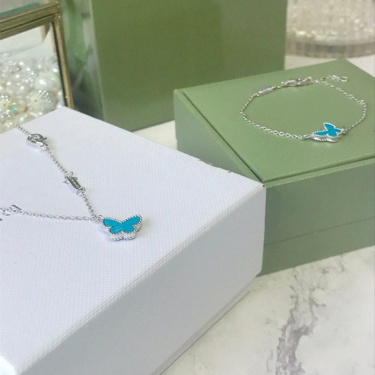 ¡®Jewelicorn¡¯BUTTERFLY TURQUOISE BUTTERFLY BRACELET SILVER