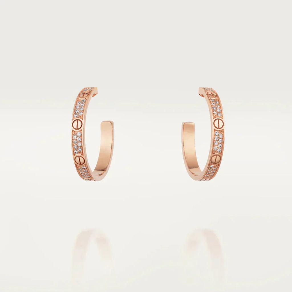 ¡®Jewelicorn¡¯LOVE DIAMOND PINK GOLD HOOP EARRINGS