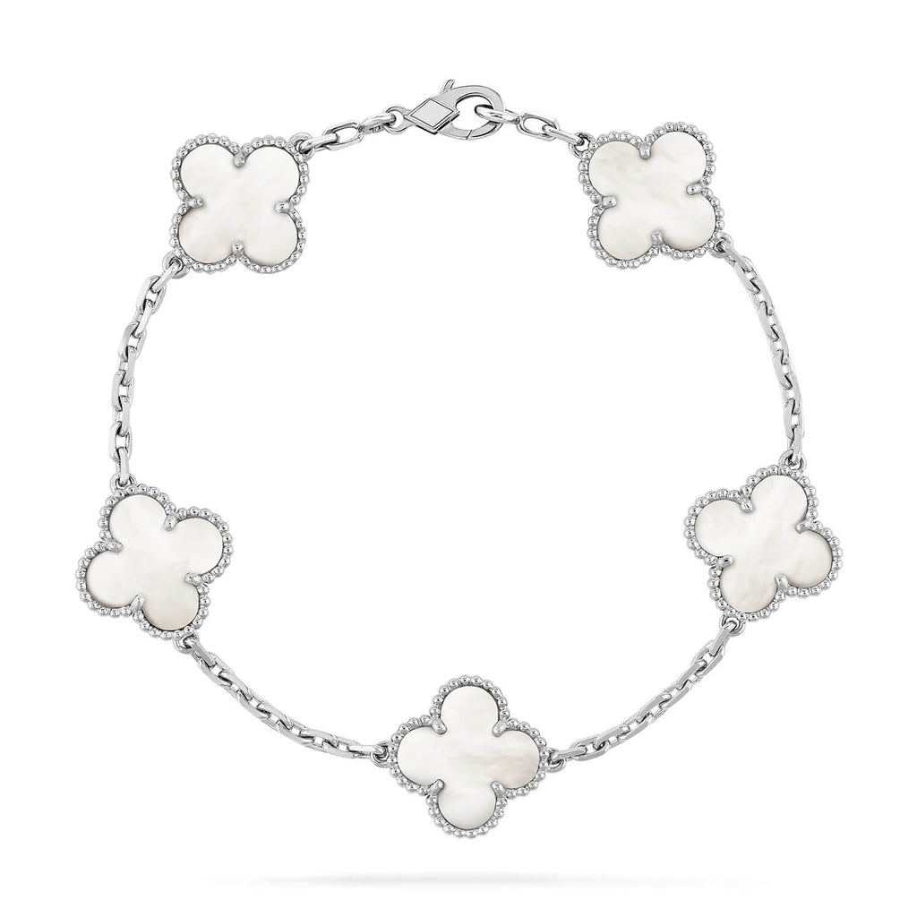¡®Jewelicorn¡¯CLOVER SILVER MOP 5 MOTIF BRACELET