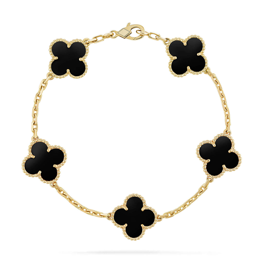 ¡®Jewelicorn¡¯CLOVER  5 MOTIFS BLACK ONYX BRACELET