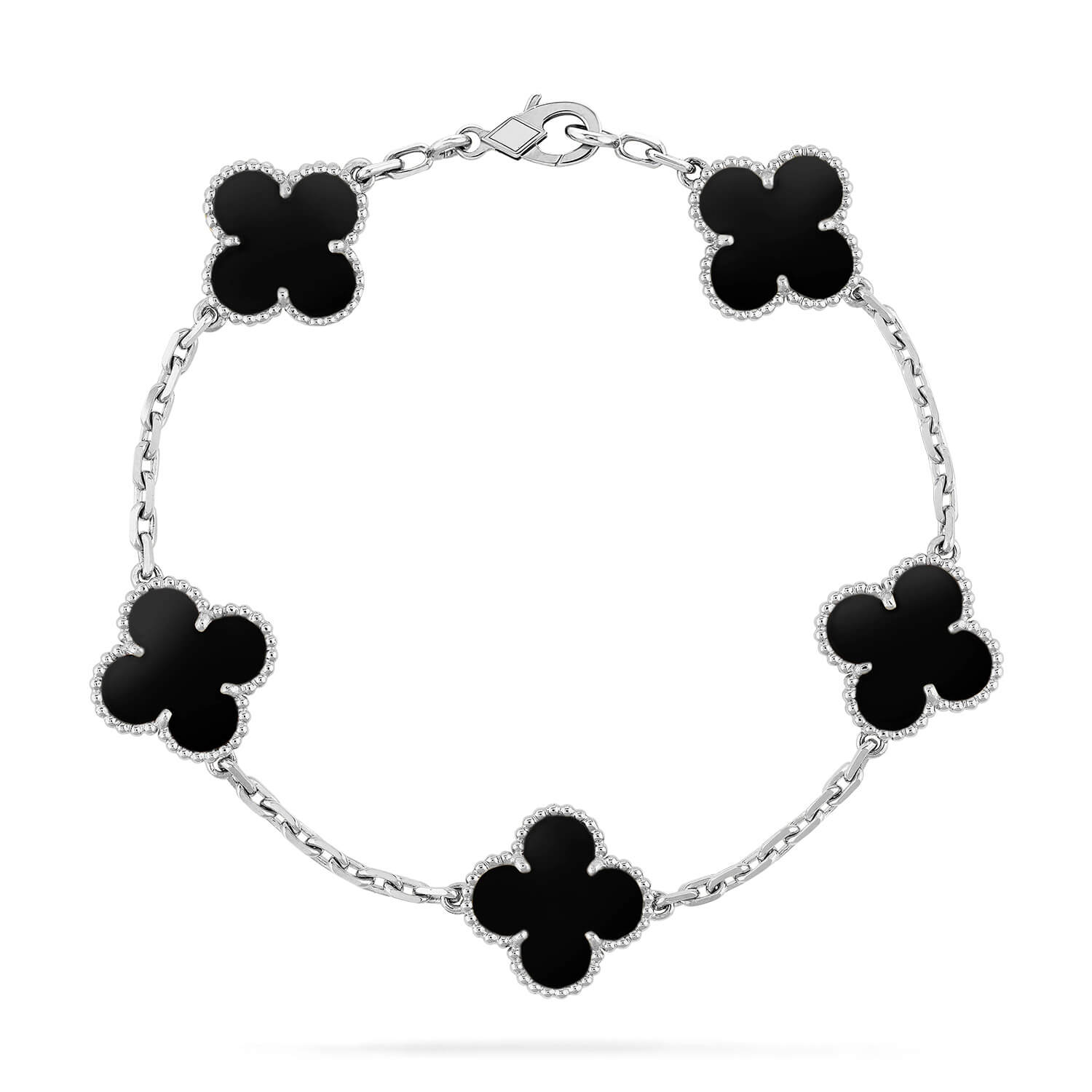 ¡®Jewelicorn¡¯CLOVER 5 MOTIF ONYXS  BRACELET SILVER