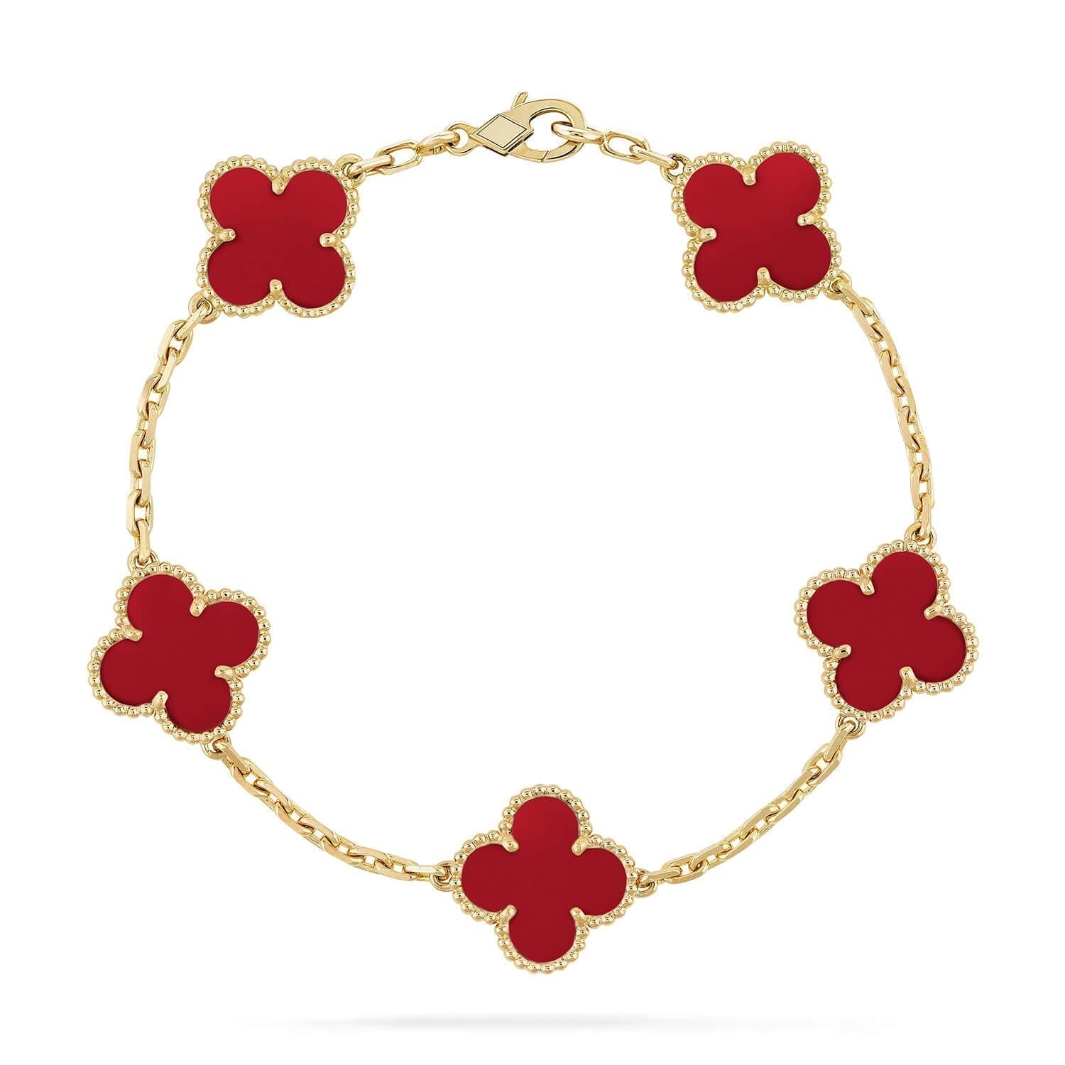¡®Jewelicorn¡¯CLOVER 5 MOTIFS RED AGATE  BRACELET