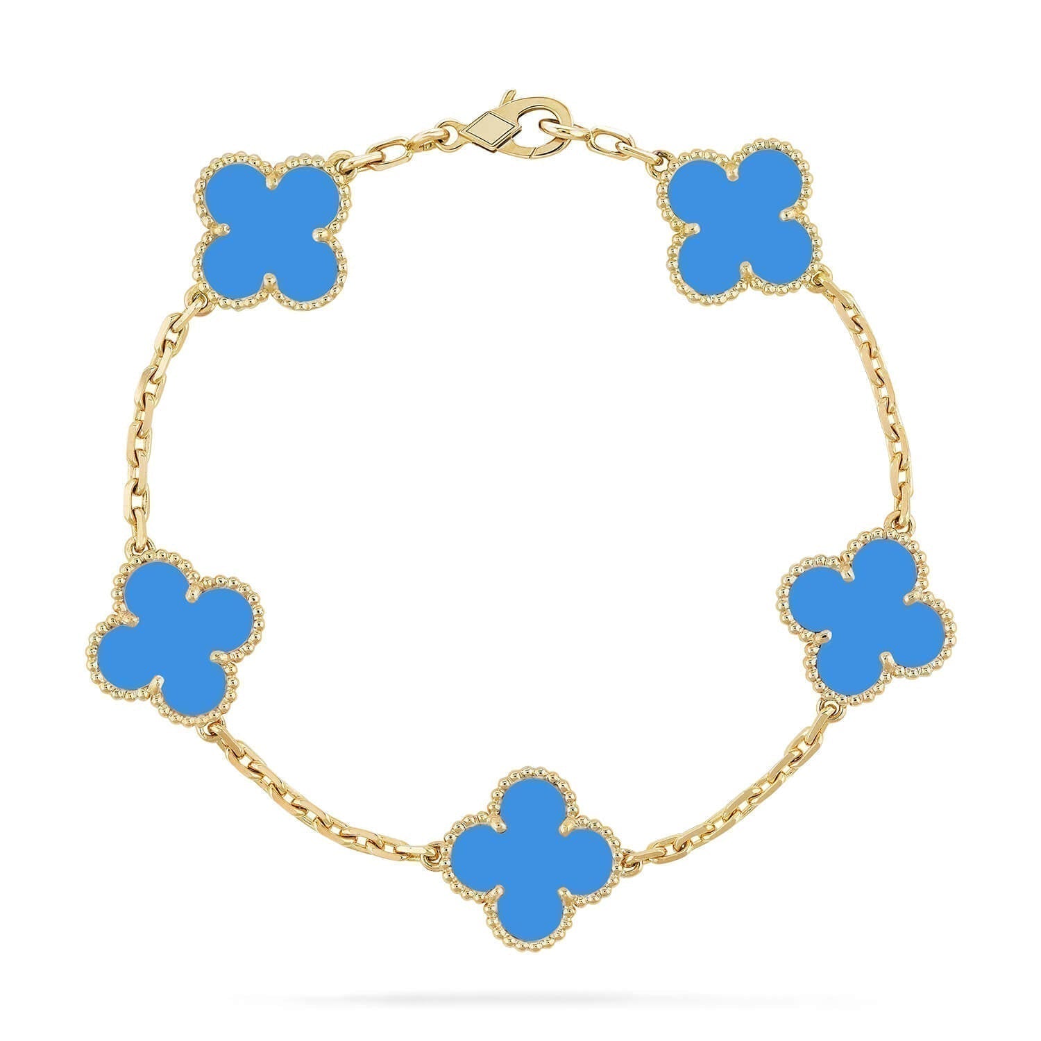 ¡®Jewelicorn¡¯CLOVER 5 MOTIFS BLUE AGATE BRACELET
