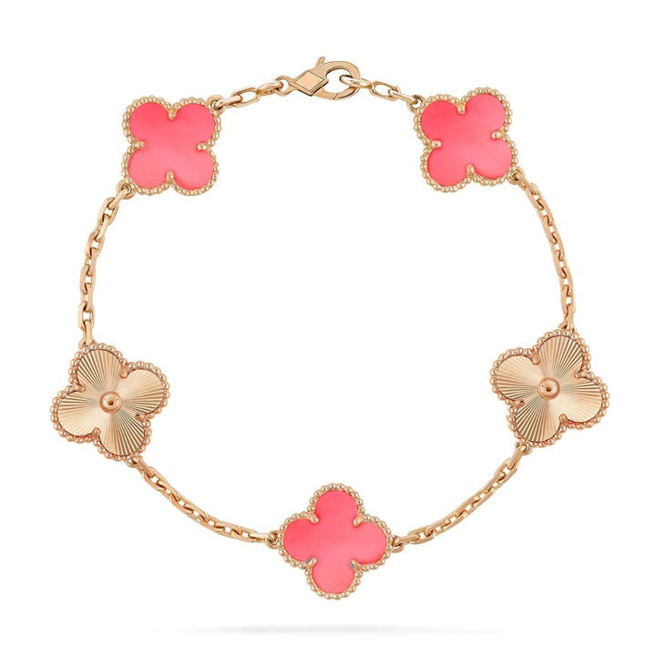 ¡®Jewelicorn¡¯CLOVER BRACELET 5 MOTIF PINK AND PINK GOLD