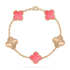 ¡®Jewelicorn¡¯CLOVER BRACELET 5 MOTIF PINK AND PINK GOLD