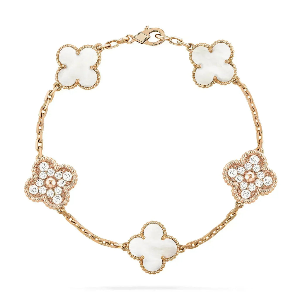 ¡®Jewelicorn¡¯CLOVER BRACELET 5 MOTIF WHITE MOP DIAMOND