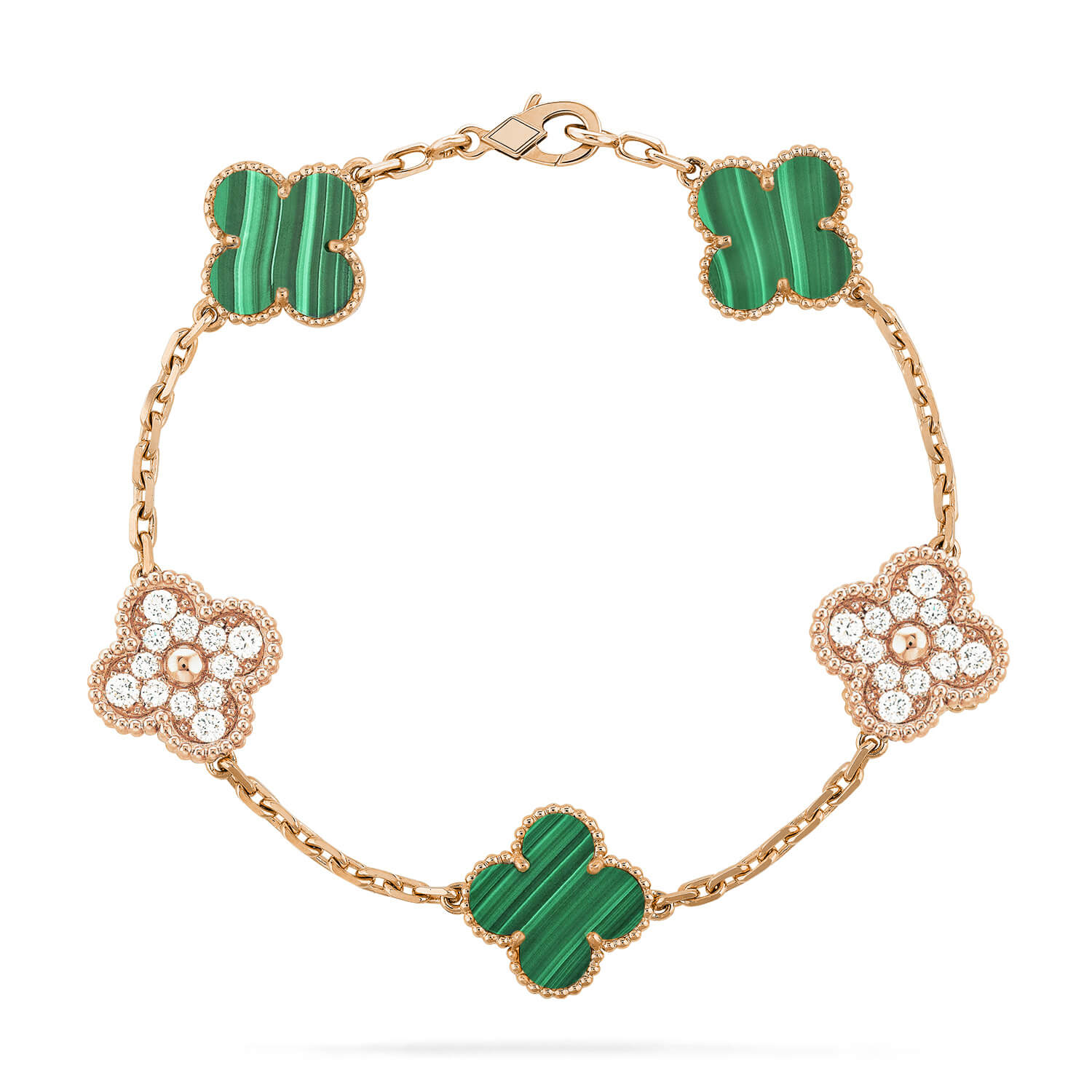¡®Jewelicorn¡¯CLOVER  5 MOTIF MALACHITE DIAMOND BRACELET
