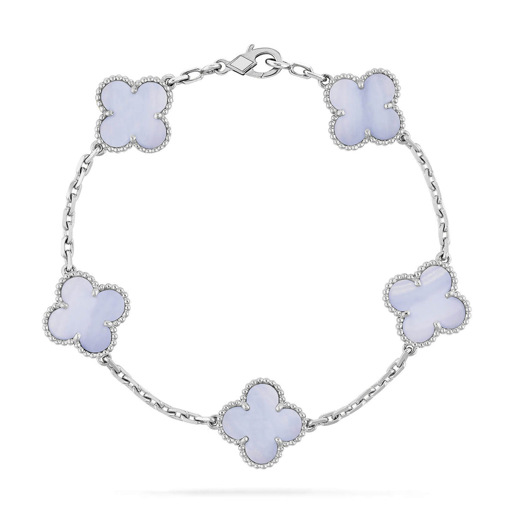 ¡®Jewelicorn¡¯CLOVER  5 MOTIF PURPLE CHALCEDONY BRACELET SILVER