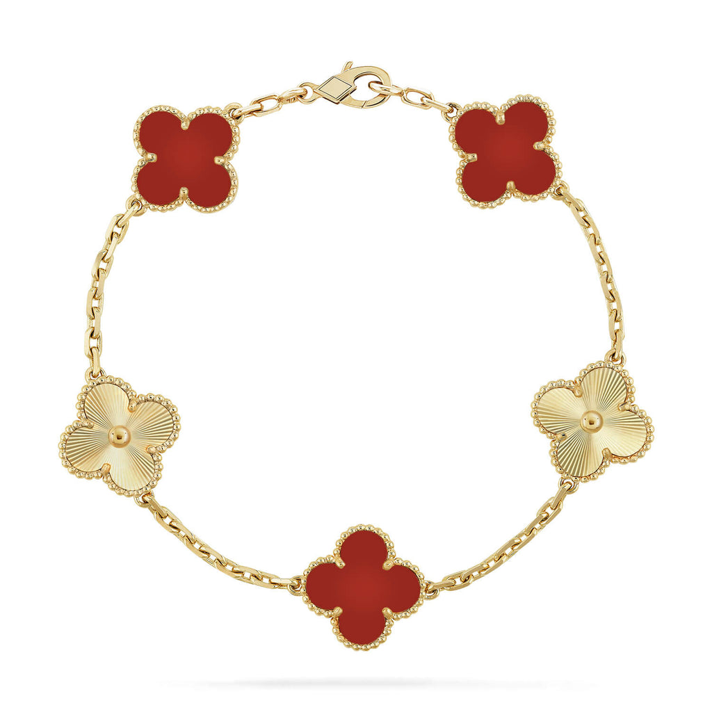 ¡®Jewelicorn¡¯CLOVER  5 MOTIFS CARNELIAN GOLD BRACELET