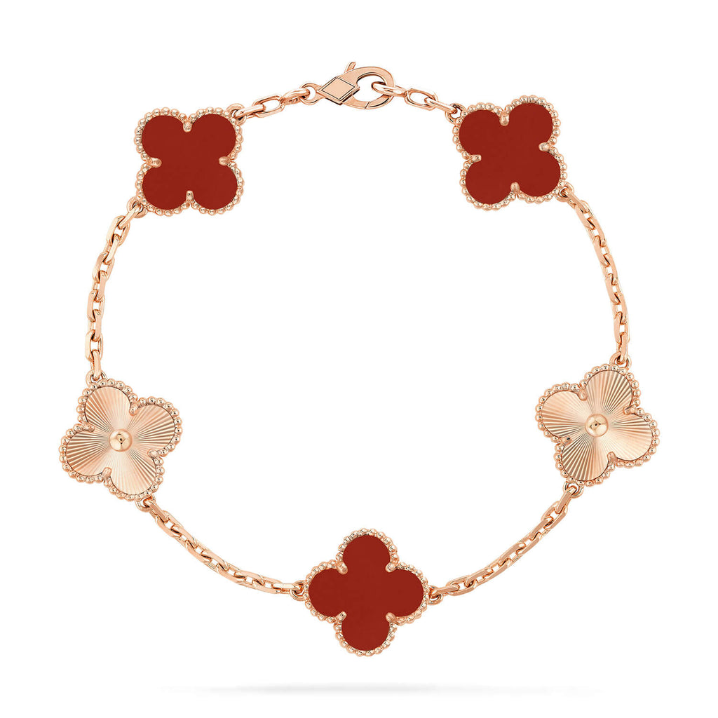 ¡®Jewelicorn¡¯CLOVER  5 MOTIFS CARNELIAN GOLD BRACELET