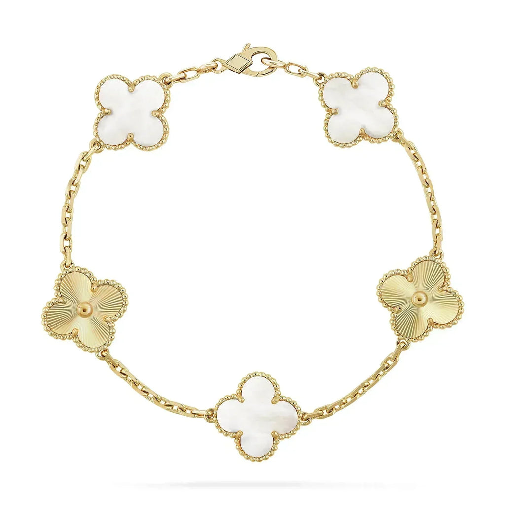¡®Jewelicorn¡¯CLOVER BRACELET 5 MOTIF WHITE MOP PINK GOLD