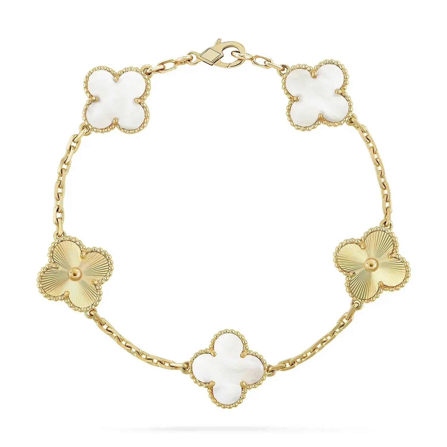 ¡®Jewelicorn¡¯CLOVER BRACELET 5 MOTIF WHITE MOP PINK GOLD