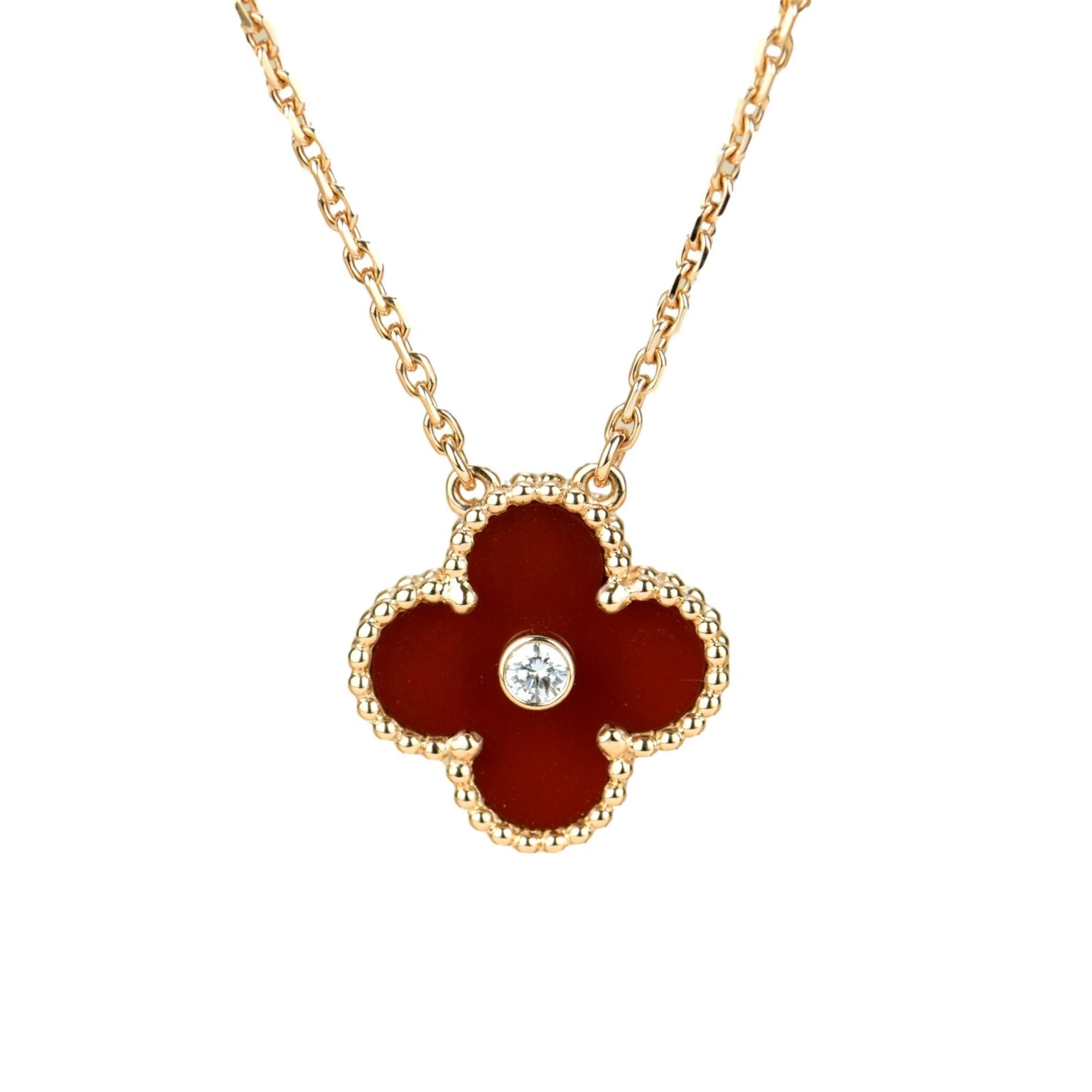 ¡®Jewelicorn¡¯CLOVER 15MM DIAMOND CARNELIAN NECKLACE