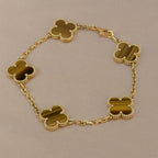 ¡®Jewelicorn¡¯CLOVER  5 MOTIFS TIGER EYE BRACELET