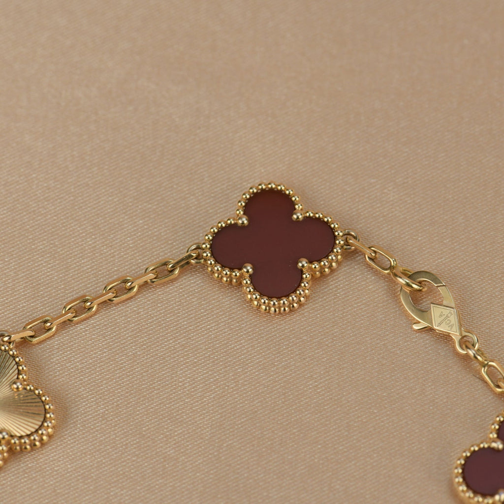 ¡®Jewelicorn¡¯CLOVER  5 MOTIFS CARNELIAN GOLD BRACELET
