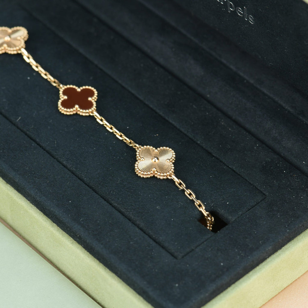 ¡®Jewelicorn¡¯CLOVER  5 MOTIFS CARNELIAN GOLD BRACELET