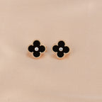 ¡®Jewelicorn¡¯CLOVER MEDIUM 1 MOTIFS ONYX DIAMOND EARRINGS