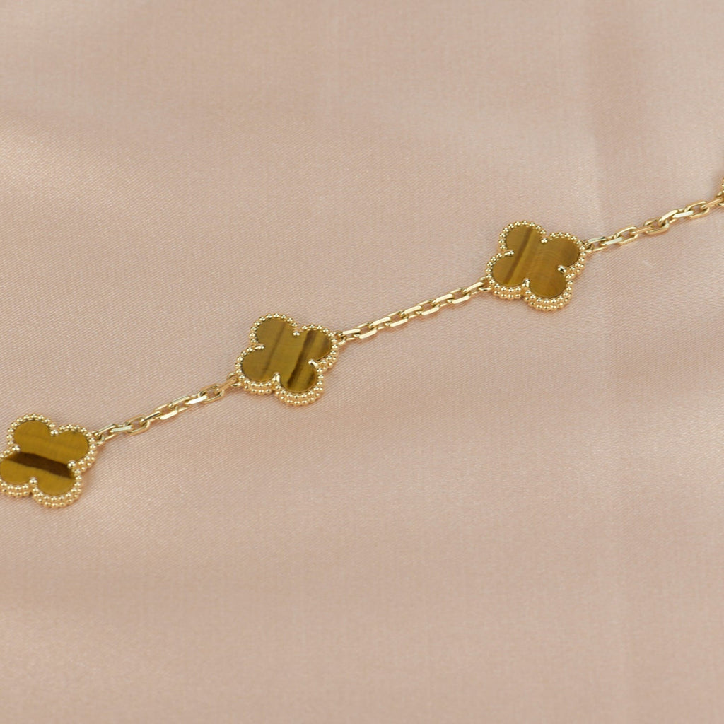 ¡®Jewelicorn¡¯CLOVER  5 MOTIFS TIGER EYE BRACELET