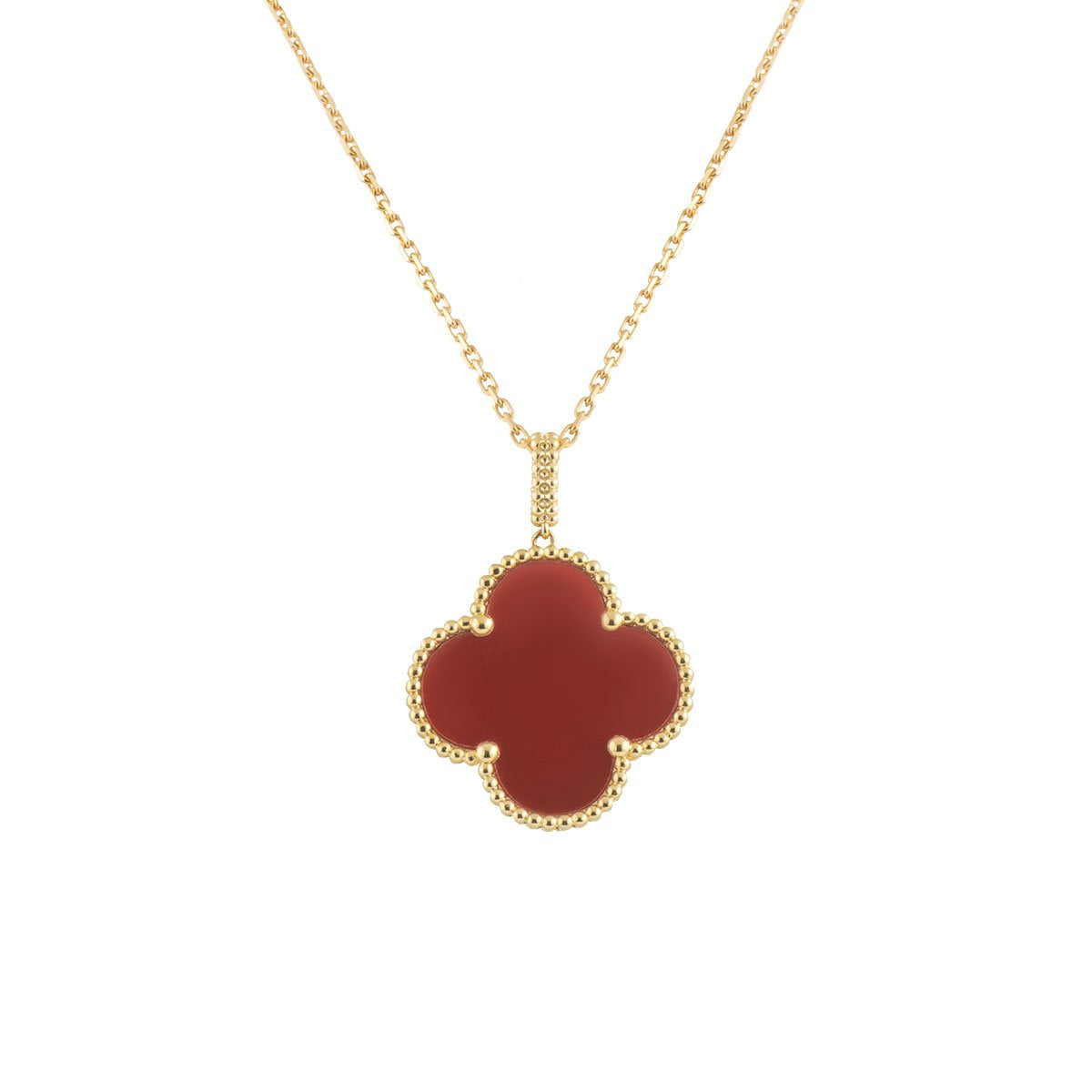 ¡®Jewelicorn¡¯CLOVER 25MM NECKLACE GOLD CARNELIAN