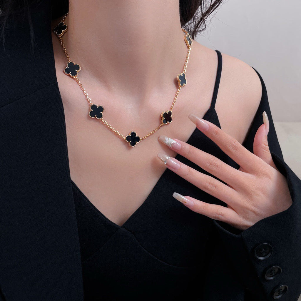 ¡®Jewelicorn¡¯CLOVER 10 MOTIFS ONYX NECKLACE