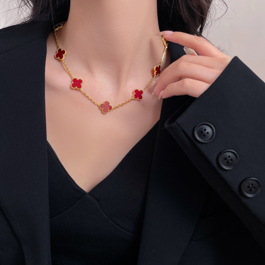 ¡®Jewelicorn¡¯CLOVER 10 MOTIFS CARNELIAN NECKLACE