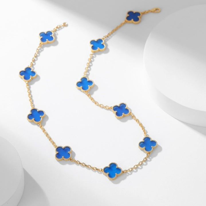 ¡®Jewelicorn¡¯CLOVER 10 MOTIFS BLUE AGATE NECKLACE