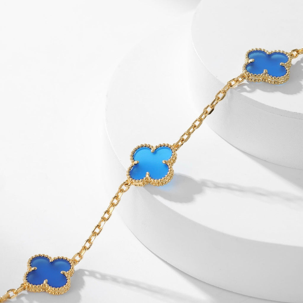 ¡®Jewelicorn¡¯CLOVER 10 MOTIFS BLUE AGATE NECKLACE