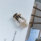 ¡®Jewelicorn¡¯FORCE LARGE HORSESHOE BLACK WHITE DIAMOND BRACELET SILVER