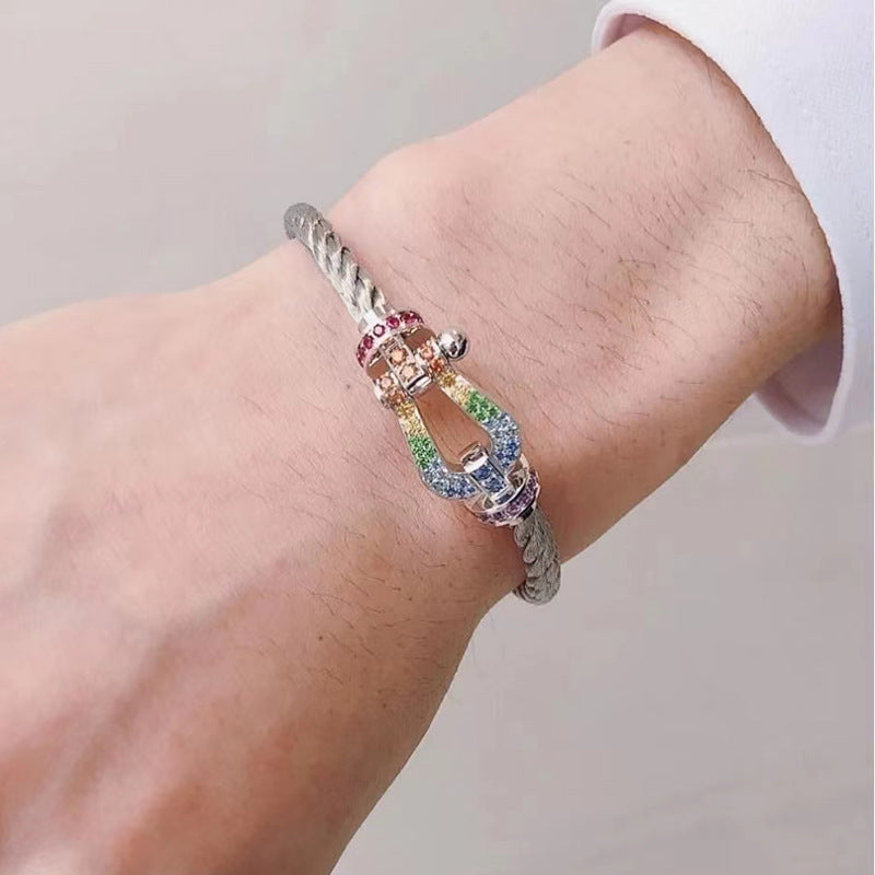 ¡®Jewelicorn¡¯FORCE LARGE HORSESHOE  COLORED DIAMOND BRACELET ROSE GOLD