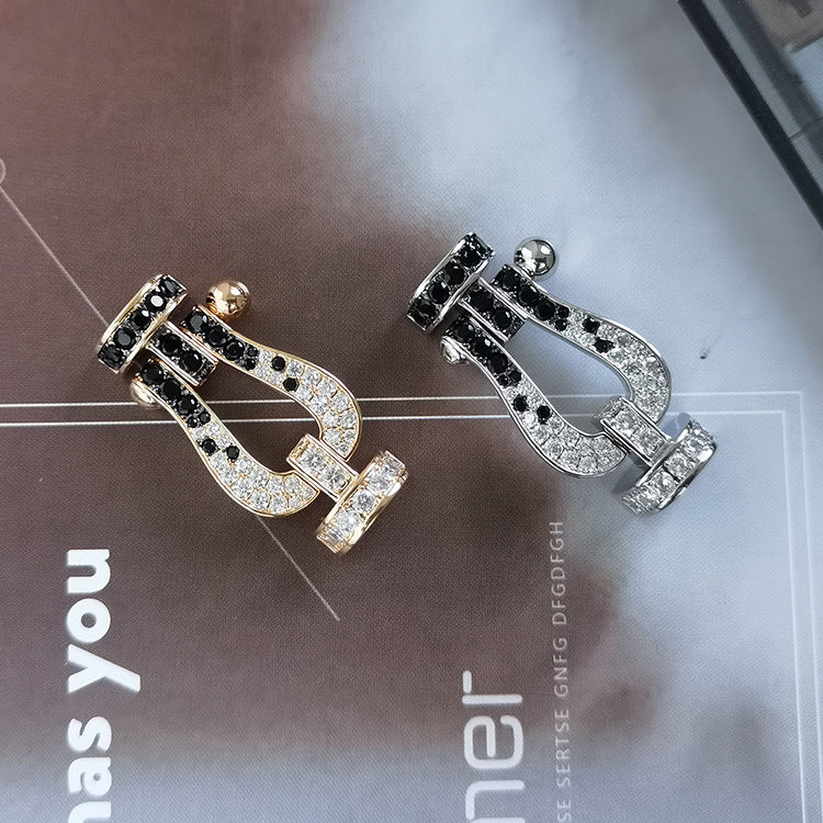 ¡®Jewelicorn¡¯FORCE LARGE HORSESHOE BLACK WHITE DIAMOND BRACELET ROSE GOLD