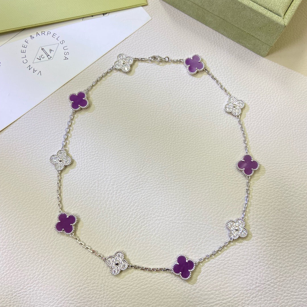 ¡®Jewelicorn¡¯CLOVER 10 MOTIFS  PURPLE VIOLET DIAMOND NECKLACE