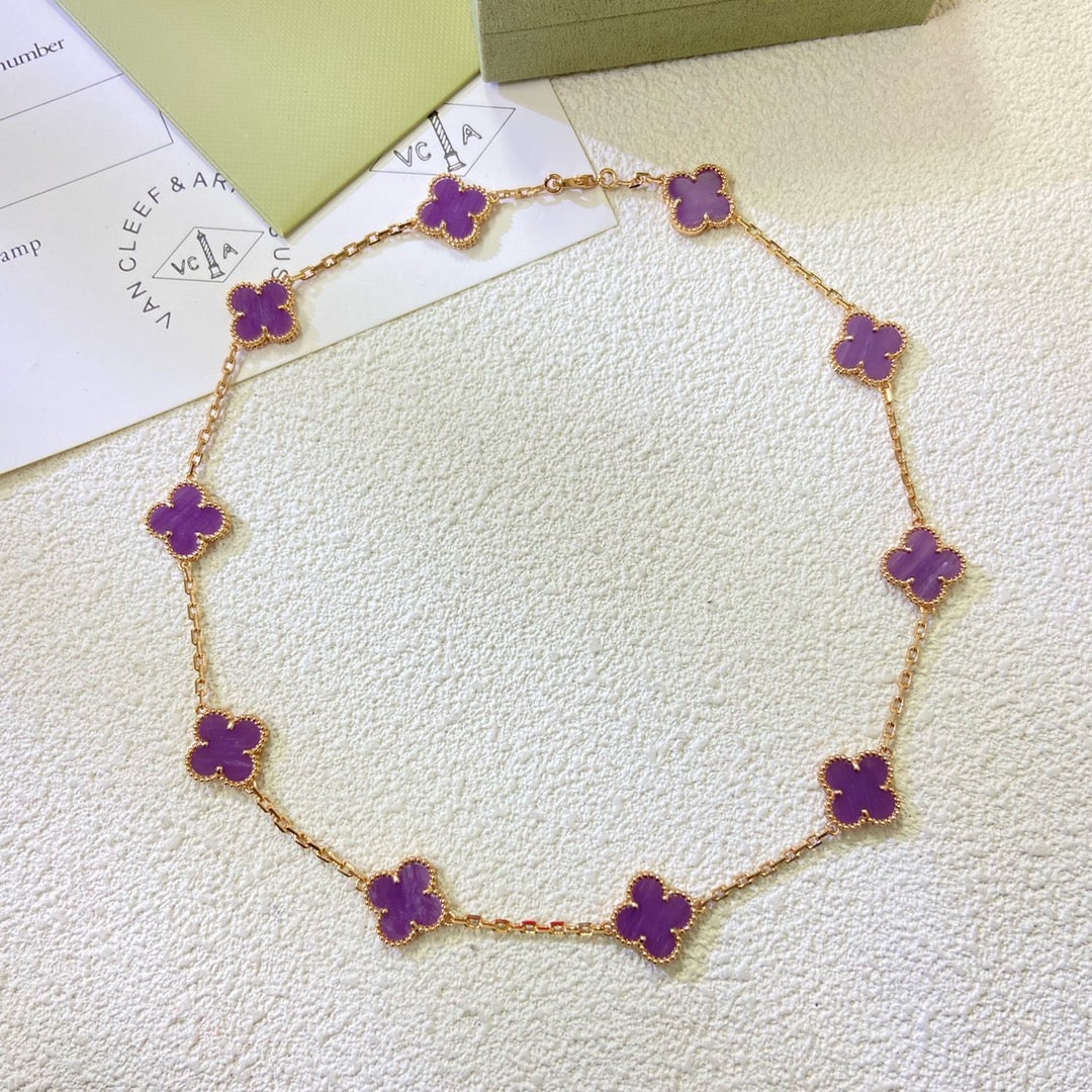 ¡®Jewelicorn¡¯CLOVER 10 MOTIFS  PURPLE VIOLET  NECKLACE