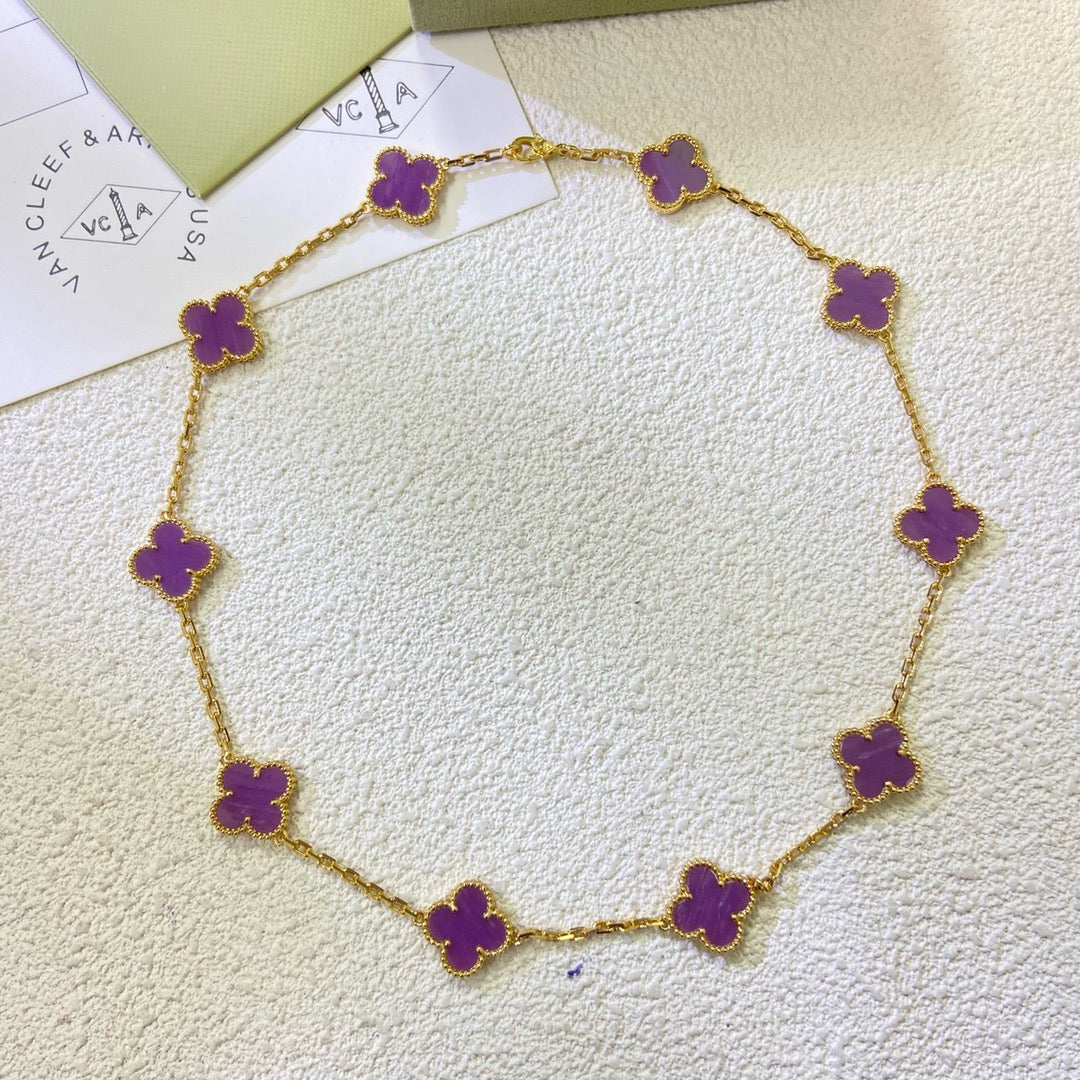 ¡®Jewelicorn¡¯CLOVER 10 MOTIFS  PURPLE VIOLET  NECKLACE