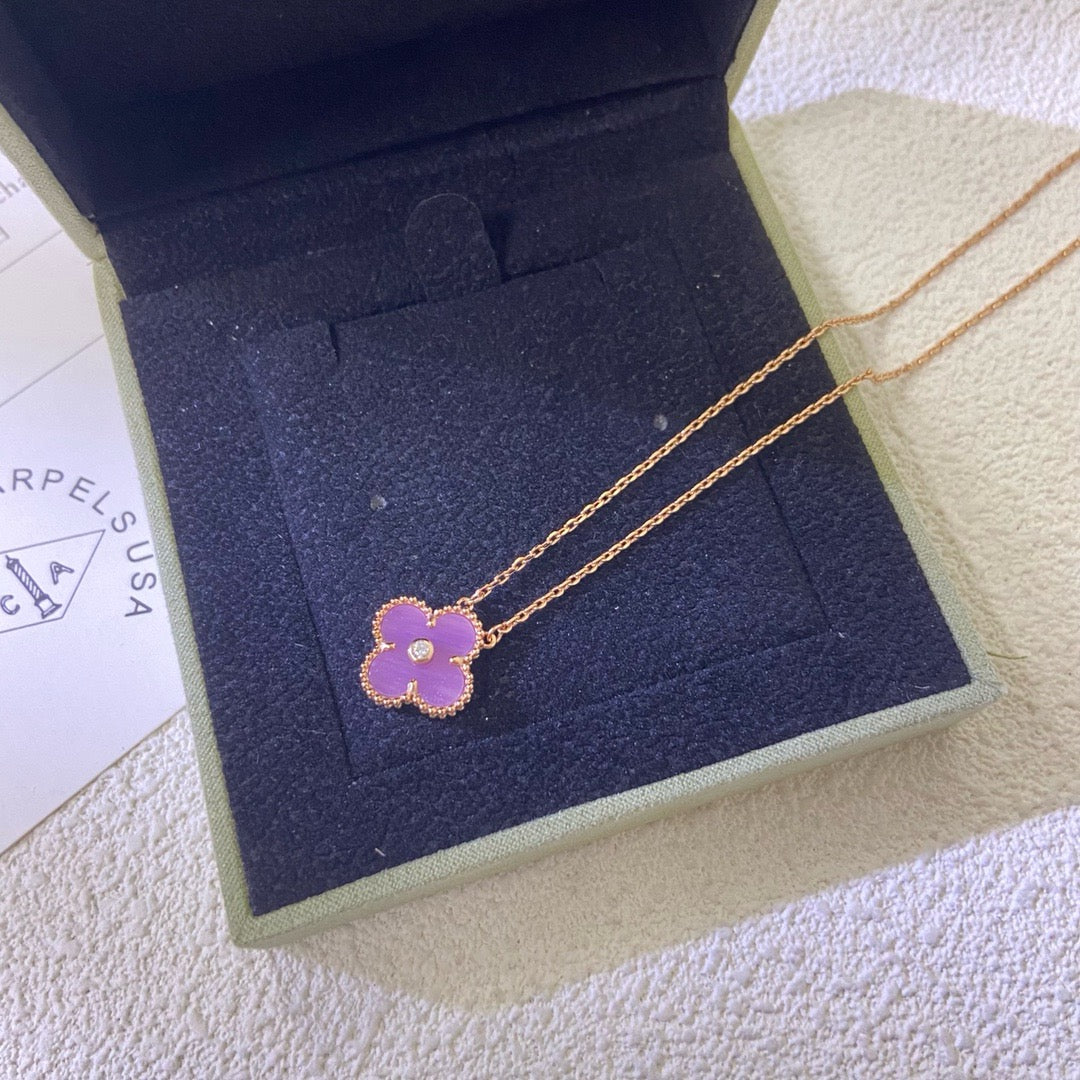 ¡®Jewelicorn¡¯CLOVER 15MM DIAMOND  PURPLE VIOLET NECKLACE