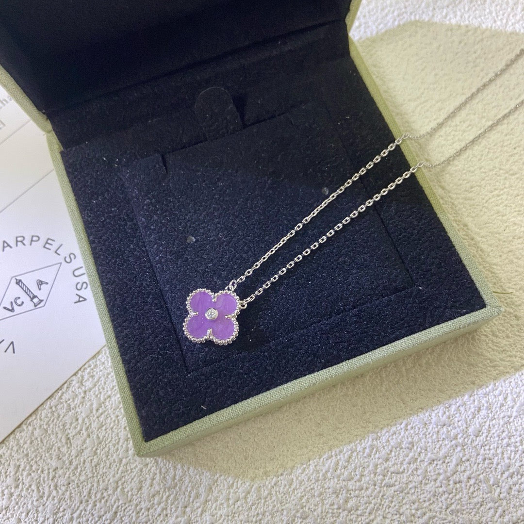 ¡®Jewelicorn¡¯CLOVER 15MM DIAMOND  PURPLE VIOLET NECKLACE