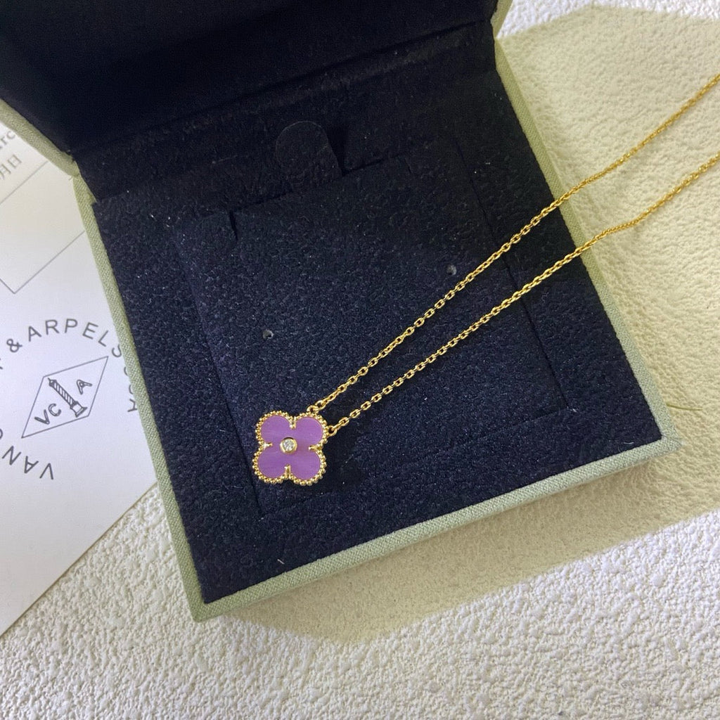 ¡®Jewelicorn¡¯CLOVER 15MM DIAMOND  PURPLE VIOLET NECKLACE