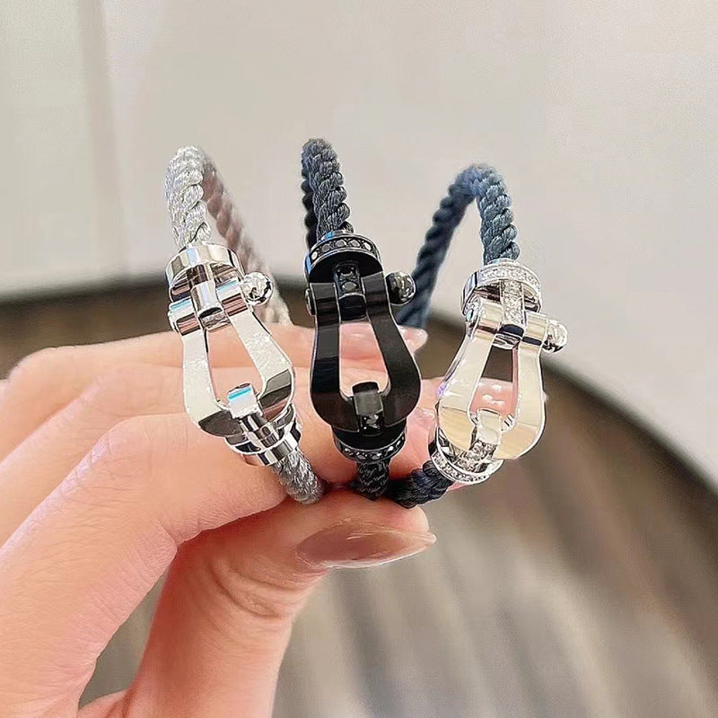 ¡®Jewelicorn¡¯FORCE LARGE HORSESHOE FULL DIAMOND BRACELET SILVER