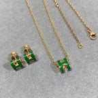 ¡®Jewelicorn¡¯POP H GREEN NECKLACE SILVER AND GOLD