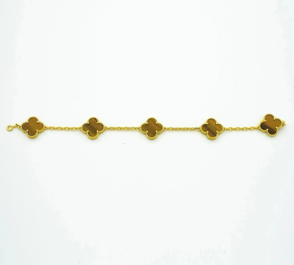 ¡®Jewelicorn¡¯CLOVER  5 MOTIFS TIGER EYE BRACELET