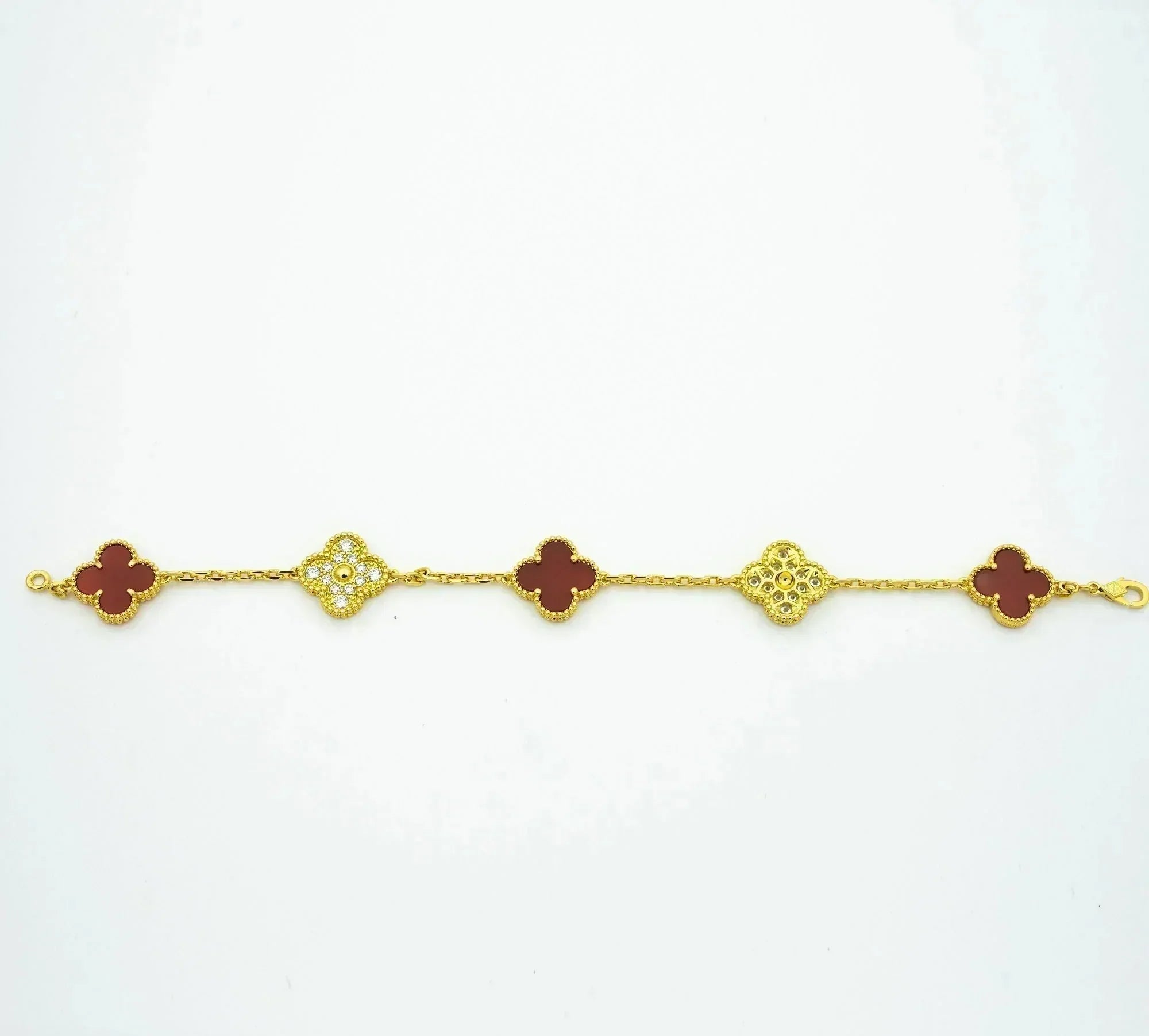 ¡®Jewelicorn¡¯CLOVER 5 MOTIFS CARNELIAN DIAMOND BRACELET