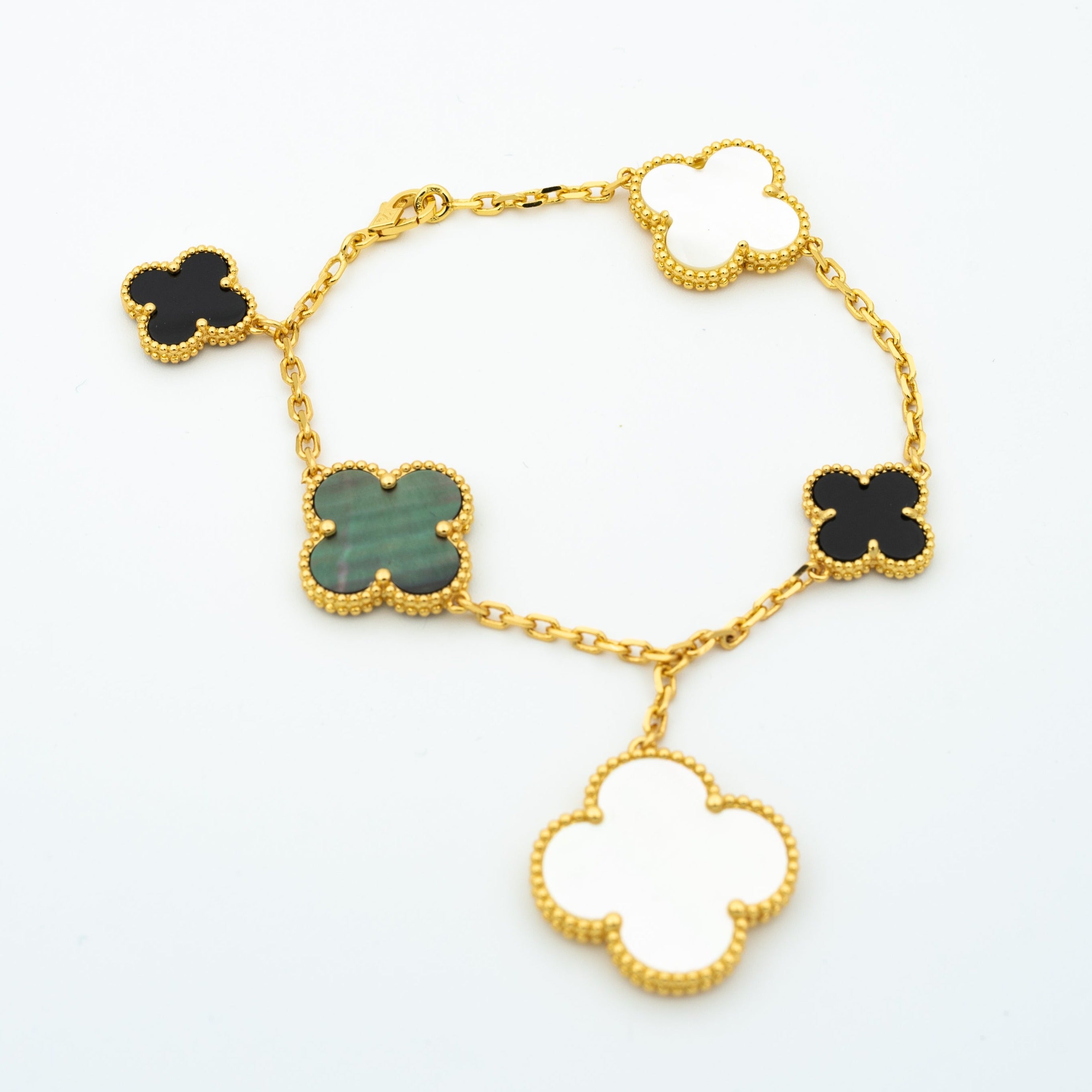 ¡®Jewelicorn¡¯CLOVER BRACELET 5 MOTIFS ONYX MOP